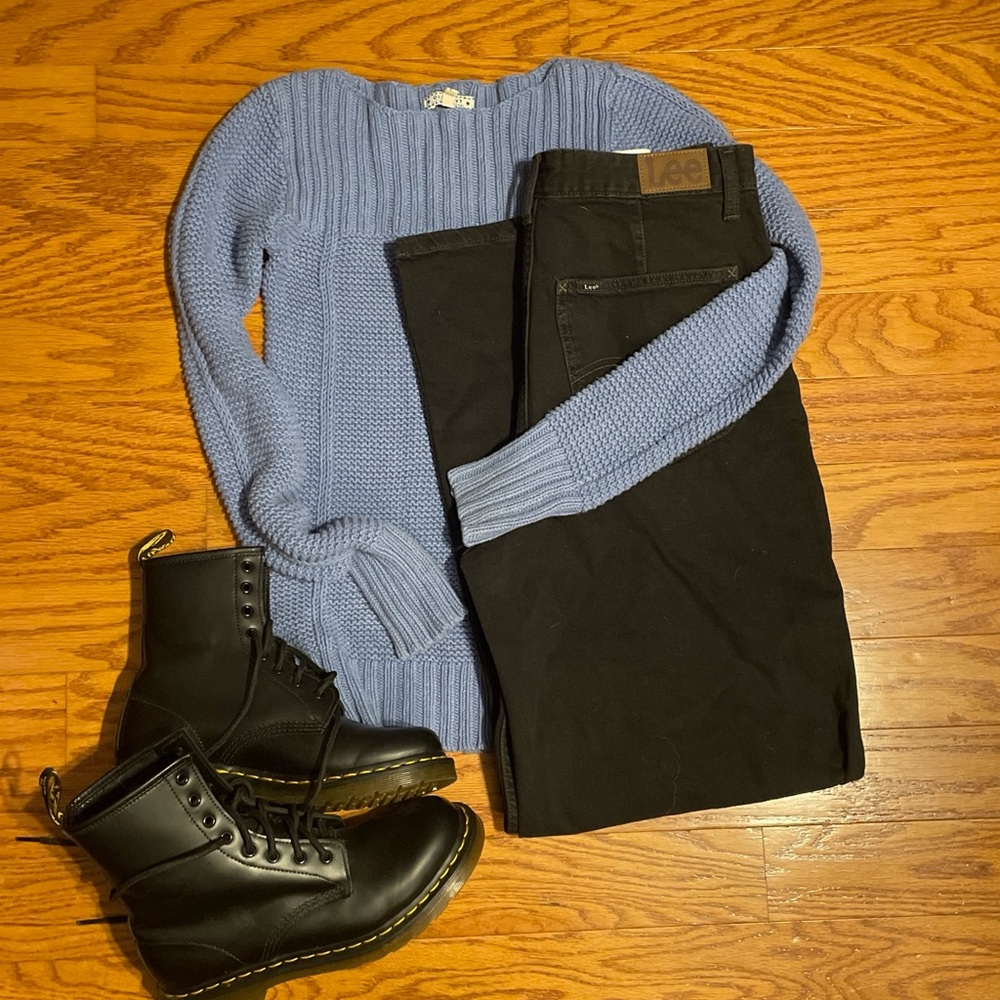 Old Navy Vintage Textured Blue Crew Neck Sweater